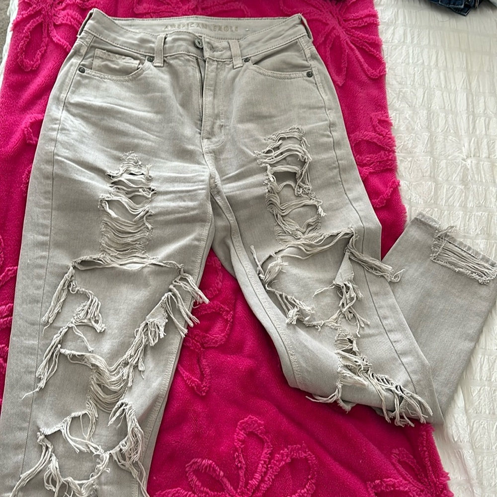 American eagle grey ripped jeans size 2